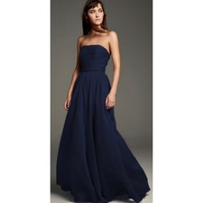 White by Vera Wang Long Bridesmaids dress Strapless Rushed tulle skirt Sz 8