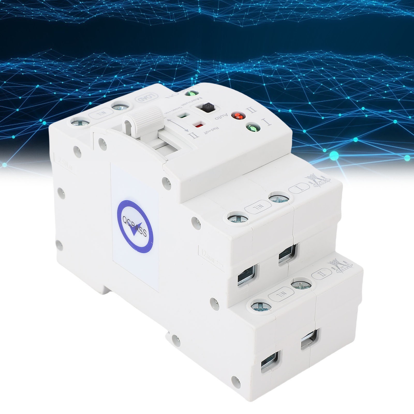 Dual Power Automatic Transfer Switch 2P 63A Millisecond Switching DIN Rail Mount
