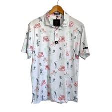 Bad Birdie Mens The Necessities Golf Polo Sz Medium White Short Sleeve Novelty