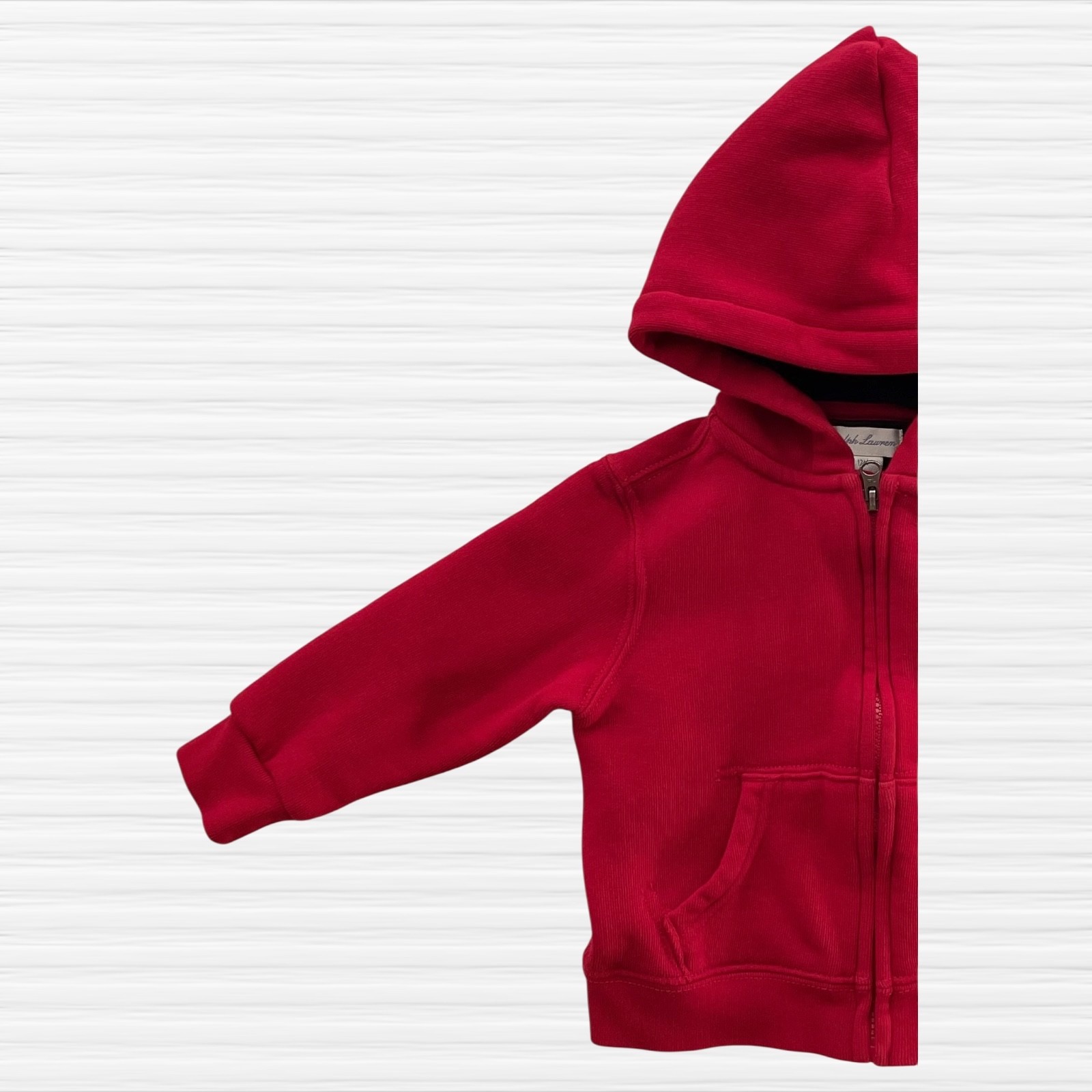 Felpa con cappuccio Ralph Lauren bambino ragazzo rossa full zip oro pony taglia 12M