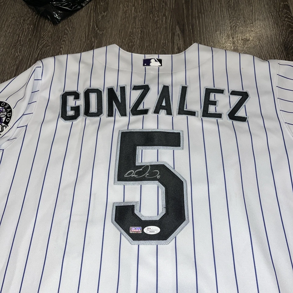 Carlos Gonzalez Auto Colorado Rockies Majestic MLB Jersey JSA COA VTG 48 #5 NWT - Image 2 of 4