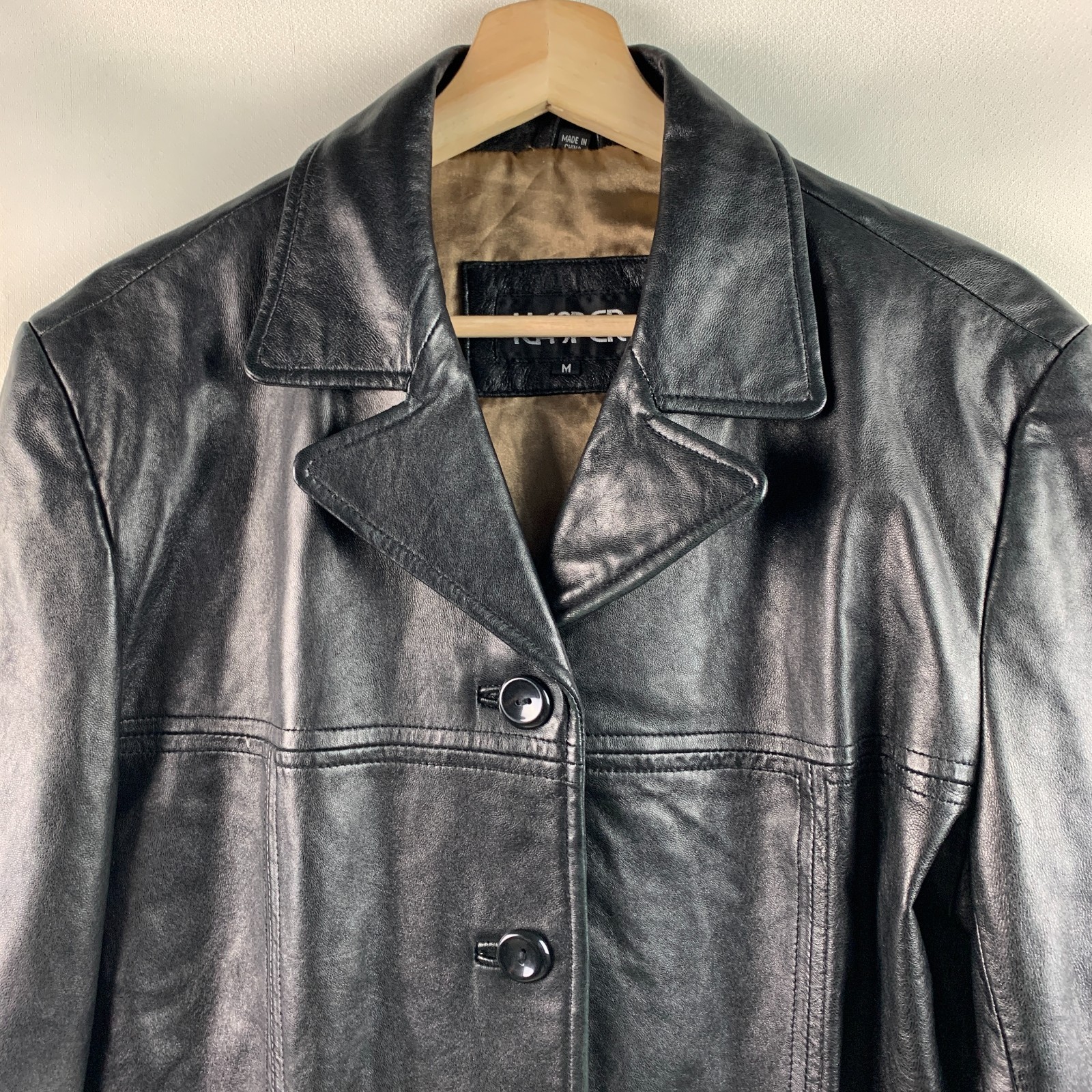 Kasper Jacket Brown Leather Collared Buttons Pock… - image 5