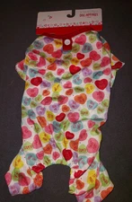 New Valentine's Day Dog Clothing Apparel Pajamas Candy Hearts Love Small