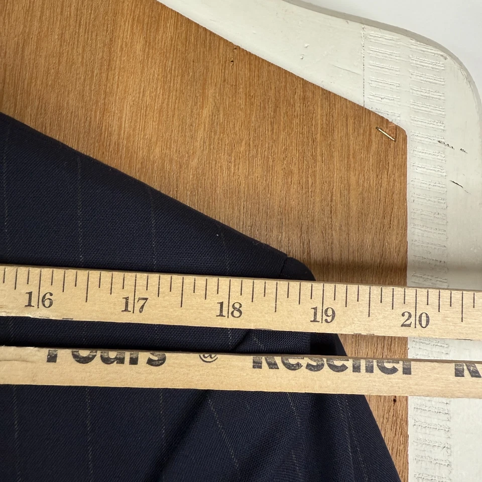 Calça Nordstrom masculina 42R azul marinho listra de giz 2 botões 100% lã 34x30 lona - Imagem 4 de 4