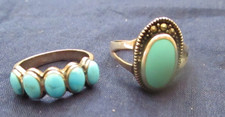 2 Vintage Sterling Silver TURQUOISE Rings size 7 1/2  9, BEAUTIFUL RINGS 