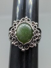 Vintage Sterling Silver 925 Jade Ring Size 5.5