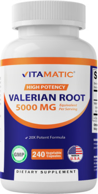 Vitamatic Valerian Root 5000 mg 240 Capsules - 20X Concentrated Extract
