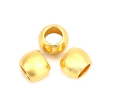 100 Gold 7x6mm Round Drum 4mm Large Big Hole Spacer Bulk European Beads