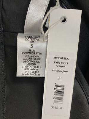 $195 Caroline Constas Women Black Matty Gingham Bottom Swimwear