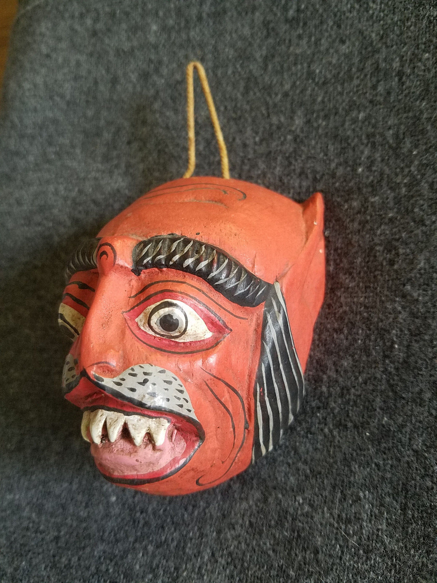 Paper Mache Mask Hindu or Balinese Small Ornament devil demon 