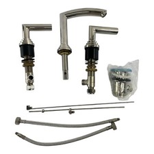 PCS Bath Bathroom Sink Widespread Lavatory Faucet with handles Polished Chrome