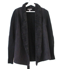 Primark Damen Strick/Wildleder-Optik Jacke mit Fell Kragen schwarz Gr. S