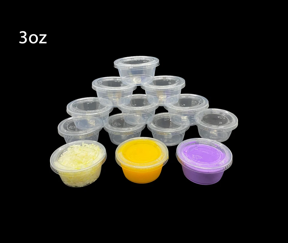 1oz 2oz 3oz 4oz Round Food Containers Plastic Clear Tubs Lids Deli Pot Sauce Dip - Image 4 of 4