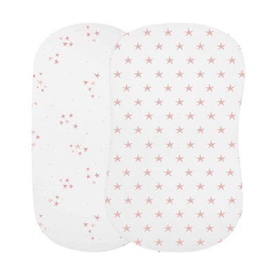Ely's & Co. Bassinet Sheet 100% Jersey Cotton 2 Pack for Baby Girl-Dusty Rose...