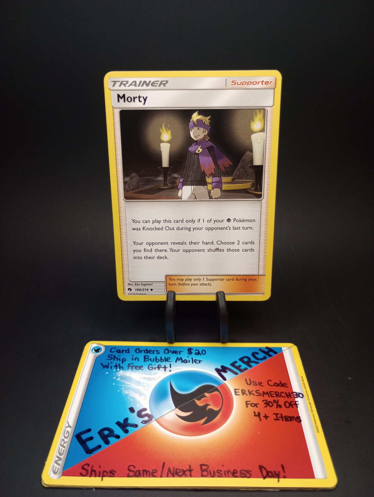 Morty 186/214 Lost Thunder NM Regular Uncommon Pokemon Card 