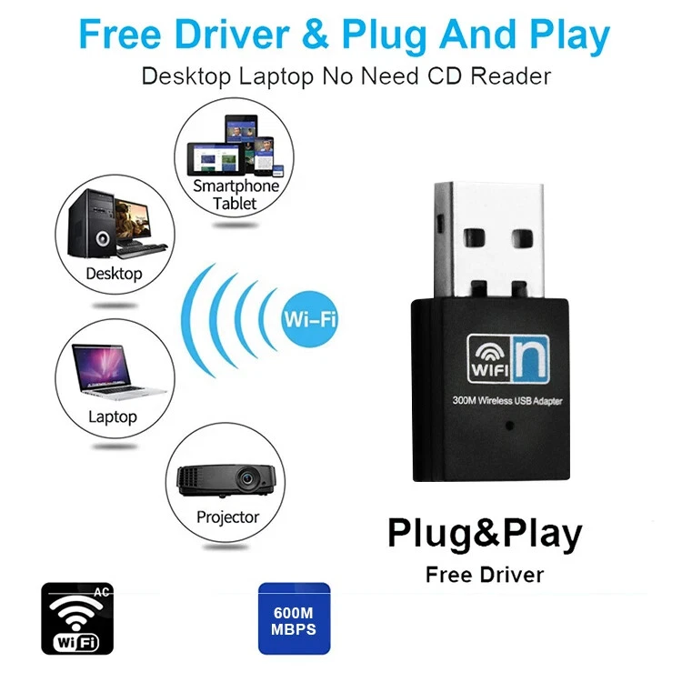 WLAN AC 300Mbps Stick Dual Band 2.4GHz WIFI Dongle USB Wireless Adapter - Bild 4 von 4