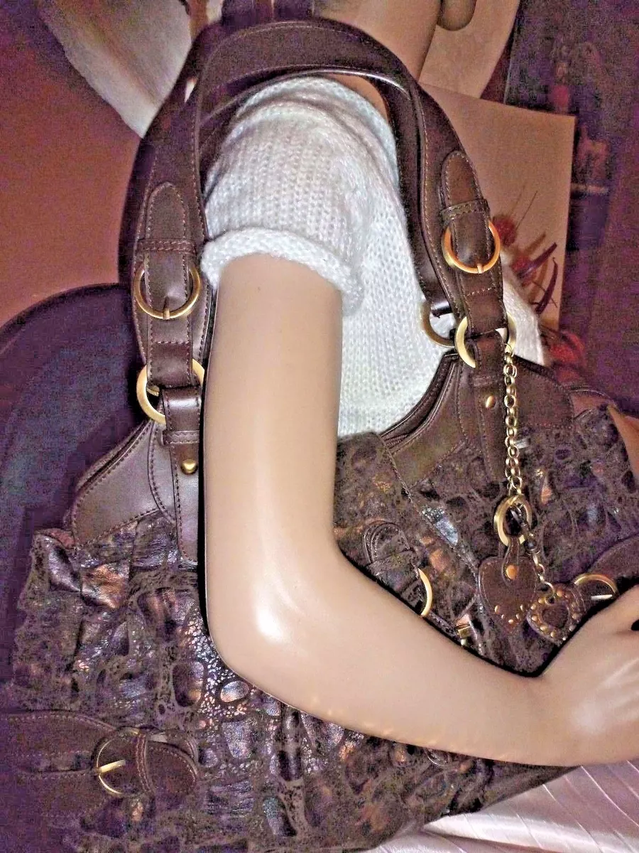 Charlie Lapson Large Brown Crocodile Print Shoulder Handbag eBay