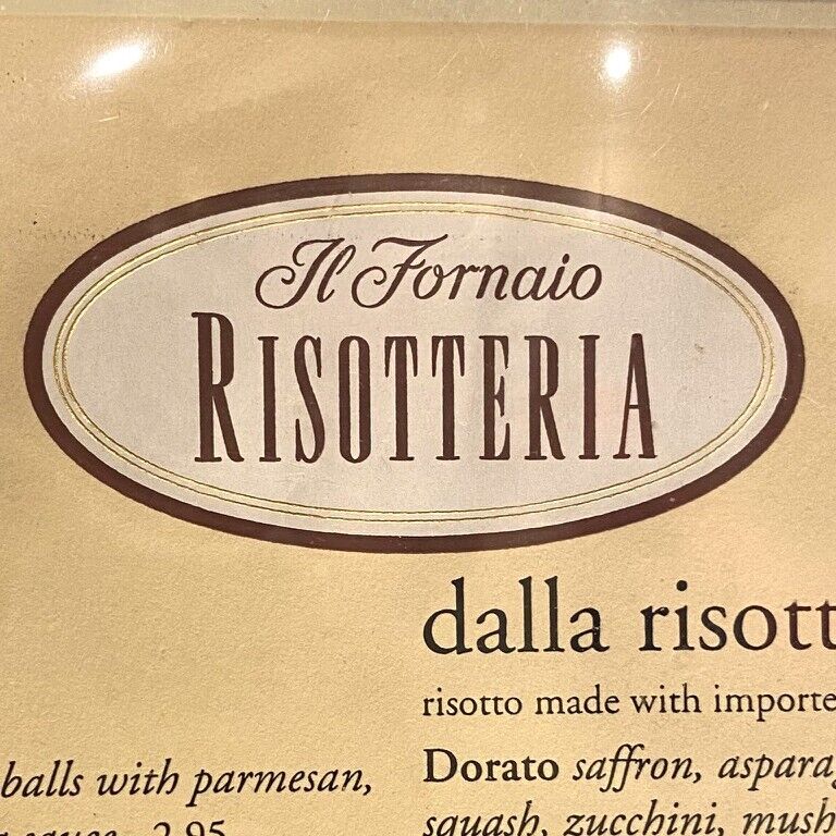 2002 Il Fornaio Risotteria Restaurant Wine Menu Calendar Seattle Washington