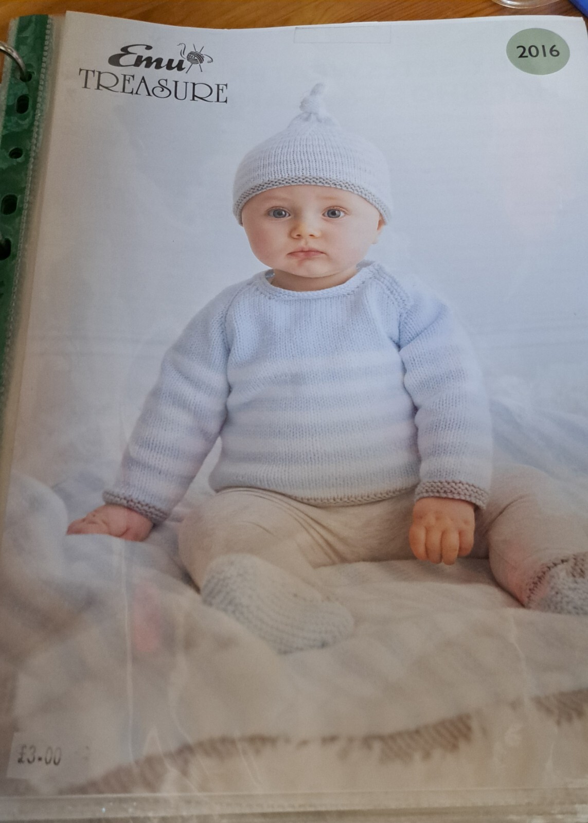 Emu 2016 - Baby Jumper, Hat & Blanket Knitting Pattern in Double Knit - 0 to 24m