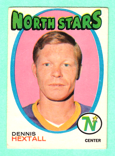 (1) DENNIS HEXTALL 1971-72 O-PEE-CHEE # 244 NORTH STARS CREASED CARD (I6316)