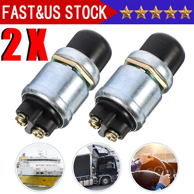 2PCS 12 Volt DC Heavy-Duty Start Momentary Push-Button Starter Switch (50 Amps)
