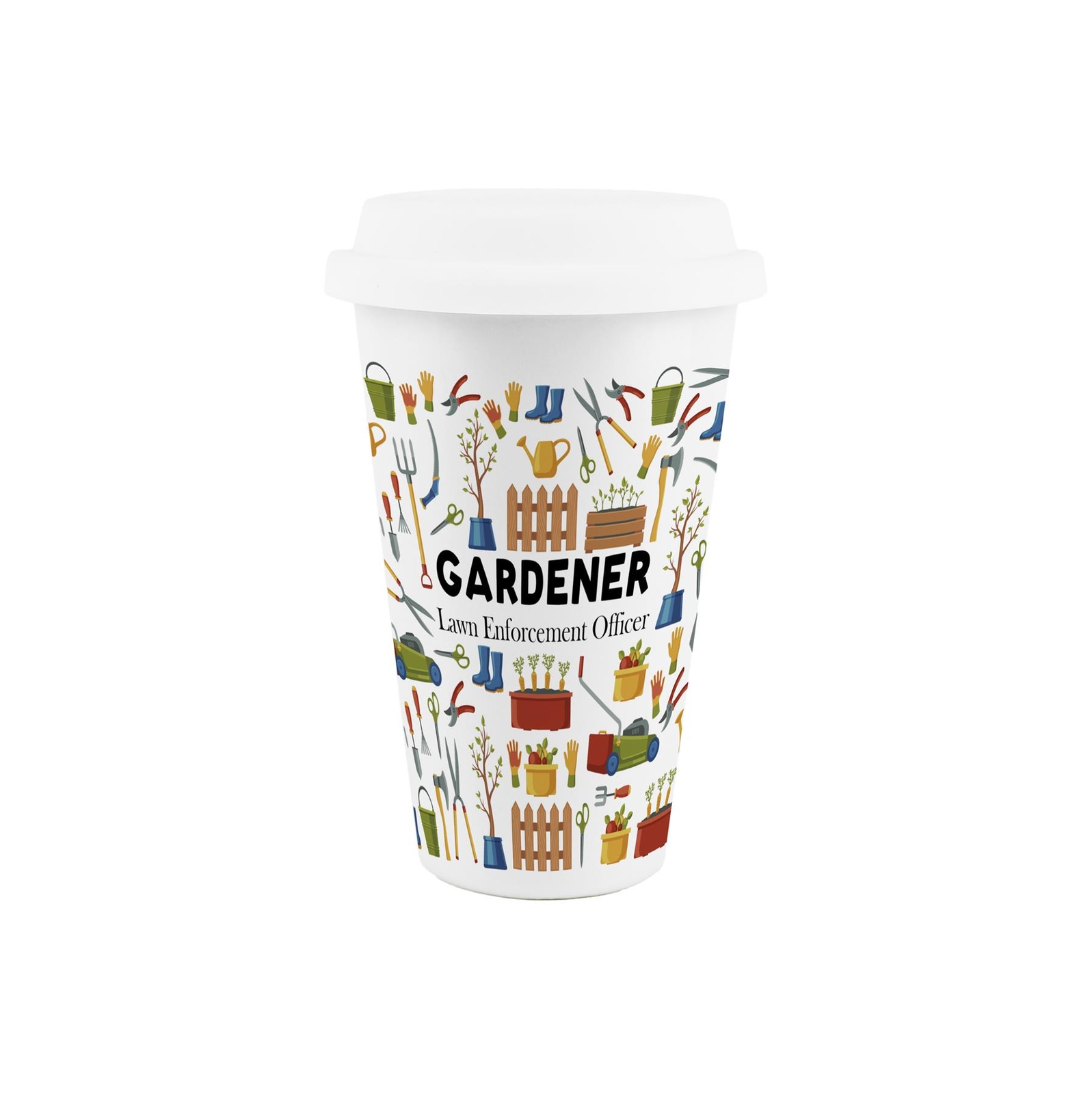 Gardener Ceramic Travel Mug - Novelty Trades Reusable Drinks Cup Gift