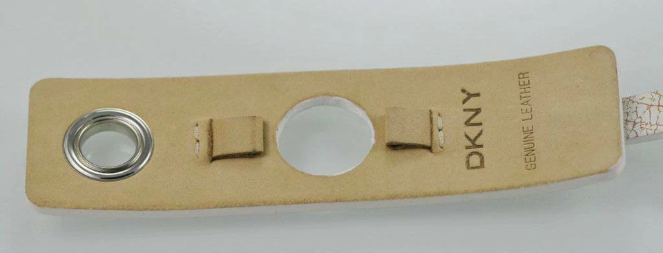 DKNY Womens Stainless Silver Cream Leather Replacement Watch Fold Over Band 8mm - Image 2 of 4