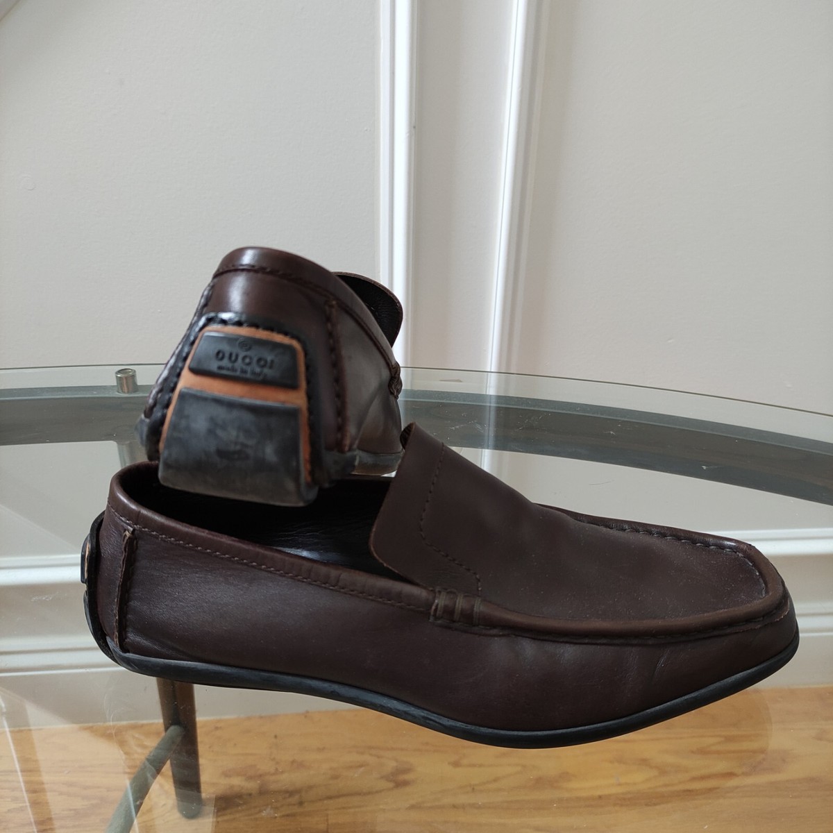 Gucci brown leather driving loafers size 41 Gucci GUCCI Ayrton Webbing-Trimmed Horsebit Leather Driving  main image 2