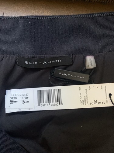 New ELIE TAHARI Stretch Cotton Boucle Pencil Skirt Blue/Black, size 2 - Picture 8 of 8