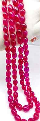 6x9mm Pink Quartz Natural Smooth Oval Cabochon 2 Layer Necklace Oval Shape 16''