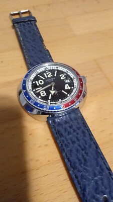 MARTEN PARIS GMT PEPSI VINTAGE '70 OLD WATCH GLAS KUNSTSTOFF UHR