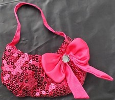 Build-A-Bear BABW 2013 Hot Pink Satin Sequin Bow Purse Accessory - EUC
