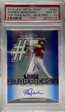 Andrew Benintendi 2015 Leaf Metal Draft Top Picks Blue Prismatic Auto /25 PSA 10