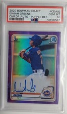 2020 Bowman Chrome Purple Isaiah Greene Autograph RC PSA 10 GEM /Auto 178/250