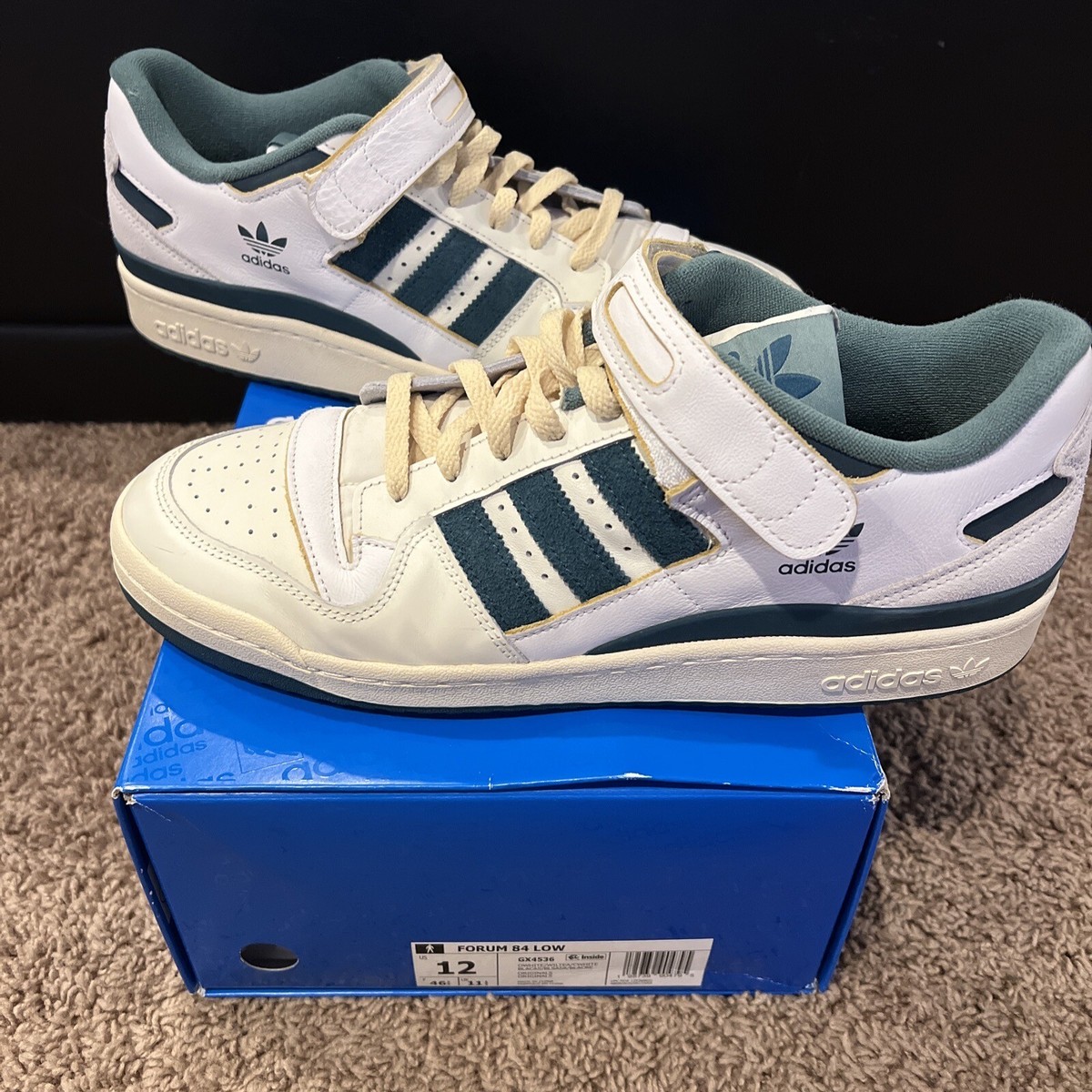 adidas Forum 84 Low 'White Wild Teal' GX4536. Size 12. Fantastic