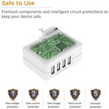 2 Pack 4 Port Usb Charger 2P 8A Quad Usb Charger