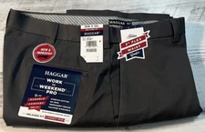 Haggar Men's Pants Charcoal Work To Weekend Pro Flat Front Relaxed 38Wx29L NWT