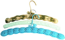 Vintage Crochet Clothing Hangers Hand Crafted Green Blue Collection 3
