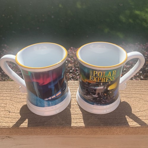 The Polar Express Train 3D Christmas Coffee Cocoa Mugs Set of 2 Warner Bros 15oz - Picture 8 of 12
