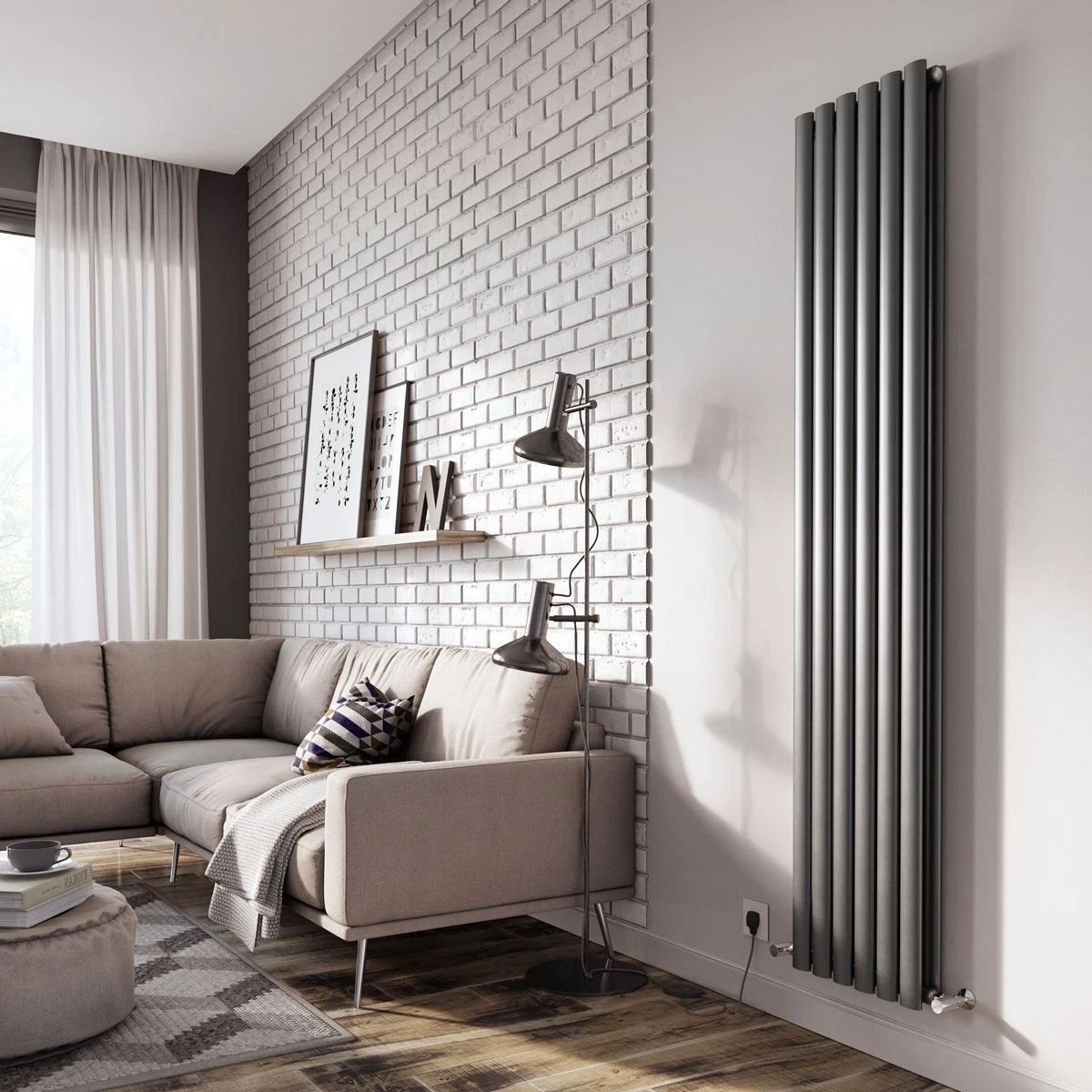 Anthracite Vertical Oval Tube Designer Radiators ULTRAHEAT SOFI Single  Panel | eBay