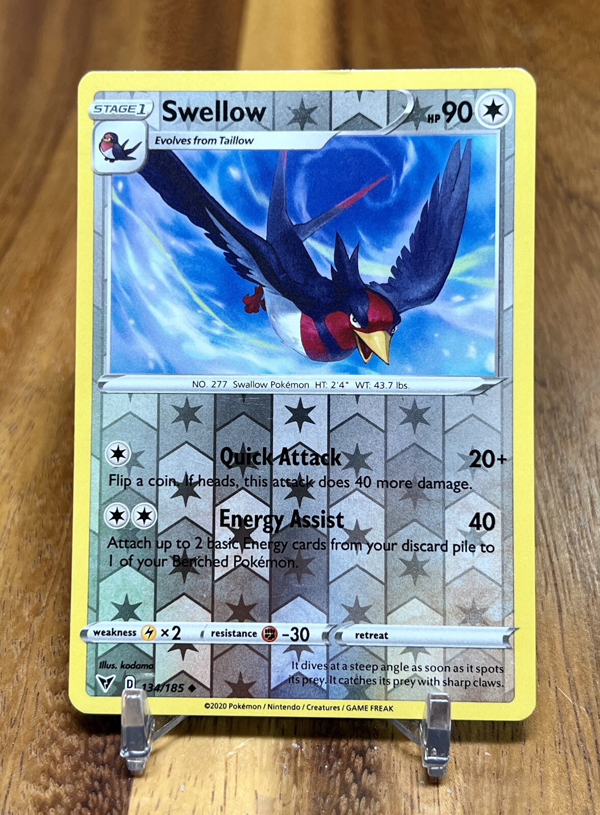 Swellow 134/185 Reverse Holo Vivid Voltage Pokemon Card