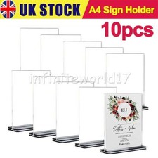 Image of 10X Sign Print & Menu Holders Acrylic Perspex Plastic Leaflet Display Stands A4