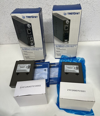 2x TrendNET 10/100BASE-TX TO 100BASE FX SC Type Multi-Mode Fiber Converter