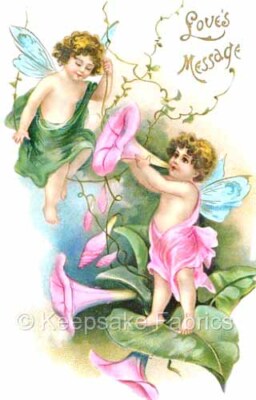 Fairies Love Message Crazy Quilt Block Multi Sizes 