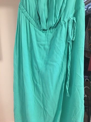 Ella Moss Womens Sz M Green Strapless Drawstring Tie Faux Wrap Midi Dress R1 - Picture 3 of 9