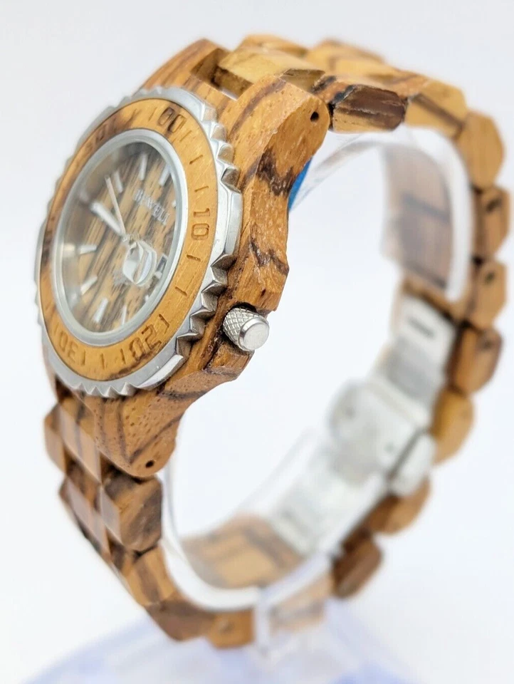 Único Reloj Pulsera Bewell Madera Hombre ZS 100BG Estuche Metal Cuarzo Regalo Foto 4 de 4