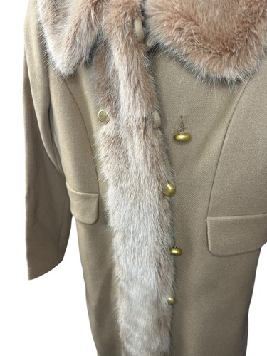 Auténtico Abrigo TORY BURCH Celeste ~ Mezcla de Lana Imitación Piel en Camel Talla 4 $898 - Imagen 10 de 17