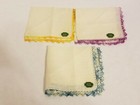 Vintage Handkerchiefs Irish Pure Linen Lace Edge Original Tags Lot of 3