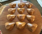 Vintage MCM Emilan Teak Wood Triangular Bowls Mid Century Modern Hand Carved-12 — photo 4