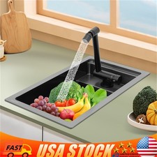Single Bowl Kitchen Bar Sink Hidden Drop-in Kitchen Sink with Folding Faucet